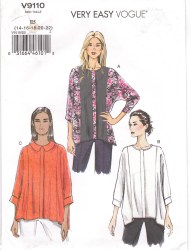 9110 VOGUE VERY EASY LOOSE PRINCESS BUTTON TOP PATTERN  14-22 UNCUT